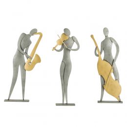 Music Player Figurine - Modern Handmade Metal Wall Art & Tabletop Decor Sculpture - 3 Designs