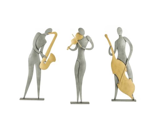 Music Player Figurine - Modern Handmade Metal Wall Art & Tabletop Decor Sculpture - 3 Designs