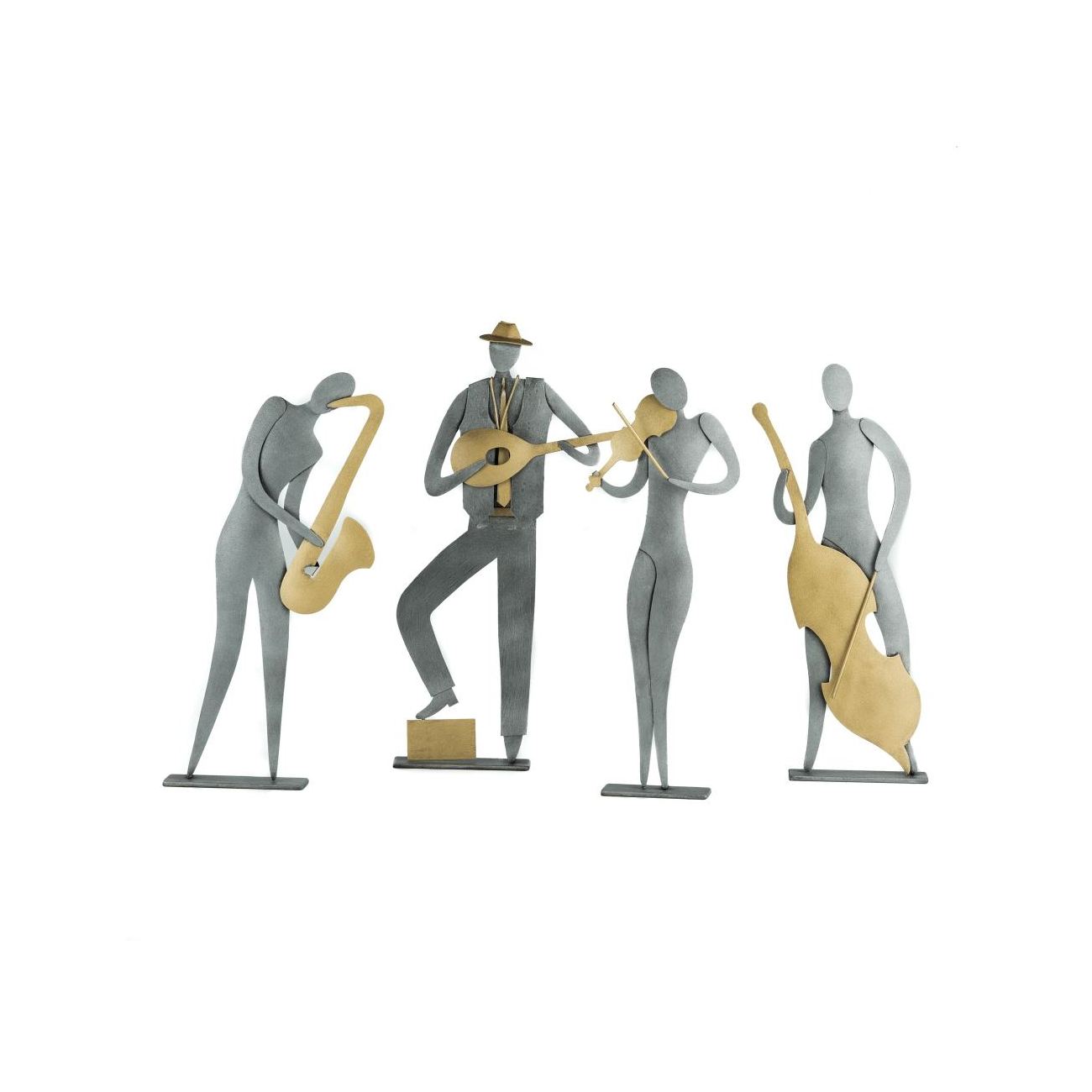 Cello Player Figurine Modern Metal Wall Art & Tabletop Decorative