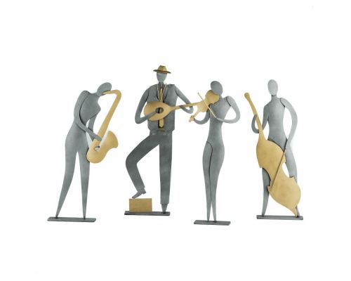 Music Player Figurine - Modern Handmade Metal Wall Art & Tabletop Decor Sculpture - 4 Designs