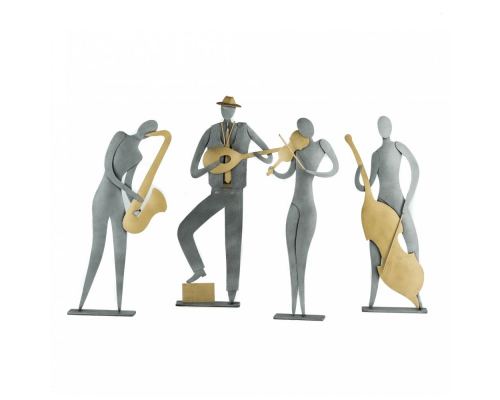 Music Player Figurine - Modern Handmade Metal Wall Art & Tabletop Decor Sculpture - 4 Designs