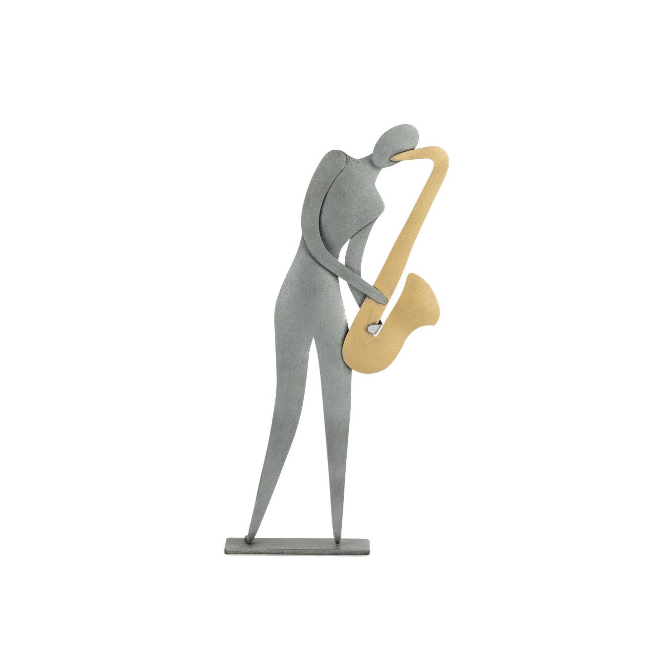 Saxophone Player Figurine Modern Handmade Metal Wall Art & Tabletop