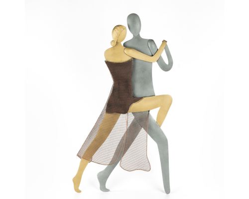 Tango Couple, Dancing Couple Figurine - Modern, Metal Handmade Wall Art Decor Sculpture 19.7" (50cm)