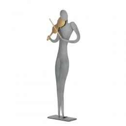 Violin Player Figurine - Modern Handmade Metal Wall Art & Tabletop Decor Sculpture