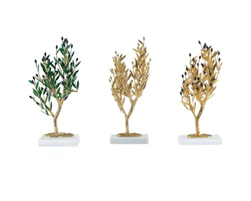 Decorative Olive Tree of Brass with Golden Patina - 3 Designs