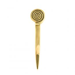 Desk Accessories Set of 2 - "Spiral" Design. Handmade of Solid Metal & White Marble, Letter Opener & Paperweight