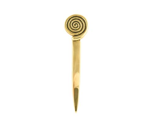 Desk Accessories Set of 2 - "Spiral" Design. Handmade of Solid Metal & White Marble, Letter Opener & Paperweight