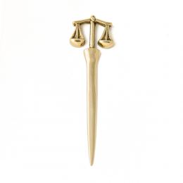 Desk Accessories Set of 4 - "Scale or Balance of Themis" Design, Symbol of Justice. Solid Metal, Letter Opener, Paperweight, Business Card Holder, Pen Cup Holder