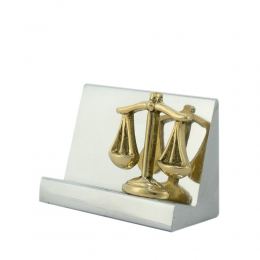 Desk Accessories Set of 4 - "Scale or Balance of Themis" Design, Symbol of Justice. Solid Metal, Letter Opener, Paperweight, Business Card Holder, Pen Cup Holder