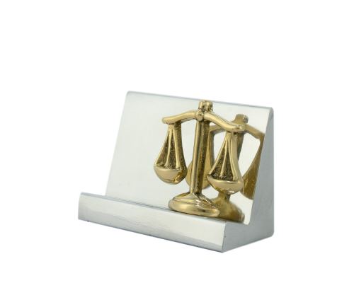 Desk Accessories Set of 4 - "Scale or Balance of Themis" Design, Symbol of Justice. Solid Metal, Letter Opener, Paperweight, Business Card Holder, Pen Cup Holder