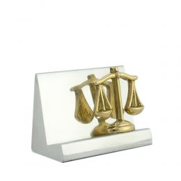 Desk Accessories Set of 4 - "Scale or Balance of Themis" Design, Symbol of Justice. Solid Metal, Letter Opener, Paperweight, Business Card Holder, Pen Cup Holder