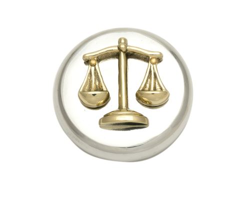 Desk Accessories Set of 2 - "Scale or Balance of Themis" Design, Symbol of Justice. Handmade of Solid Metal, Letter Opener & Paperweight
