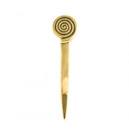 Desk Accessories Set of 3 - "Spiral" Design. Handmade of Solid Metal, Letter Opener, Paperweight, Decorative Metal Plate