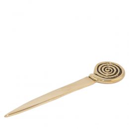 Desk Accessories Set of 3 - "Spiral" Design. Handmade of Solid Metal, Letter Opener, Paperweight, Decorative Metal Plate