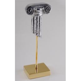 Μεταλλικό Γλυπτό Διακοσμητικό - Κίωνας Ιωνικού Ρυθμού, Ασημί (17cm)