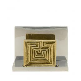 Business Card Holder - Handmade Solid Metal Desk Accessory, "Labyrinth or Maze" Design, Symbol of Complexity