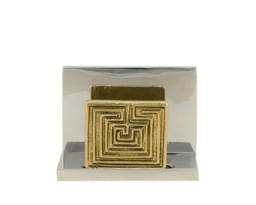 Business Card Holder - Handmade Solid Metal Desk Accessory, "Labyrinth or Maze" Design, Symbol of Complexity