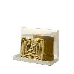 Business Card Holder - Handmade Solid Metal Desk Accessory, "Labyrinth or Maze" Design, Symbol of Complexity