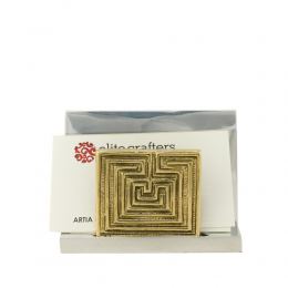 Business Card Holder - Handmade Solid Metal Desk Accessory, "Labyrinth or Maze" Design, Symbol of Complexity