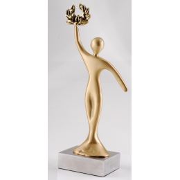 "Champion" Design, Table Sculpture - Solid Brass on Aluminum Base - Handmade Decor Creation - 26cm (10.2")