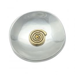 Decorative Metal Plate, Spiral Design - Handmade Solid Aluminum & Brass, Silver & Gold Color, Diam: 13cm