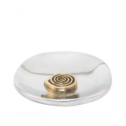 Decorative Metal Plate, Spiral Design - Handmade Solid Aluminum & Brass, Silver & Gold Color, Diam: 13cm