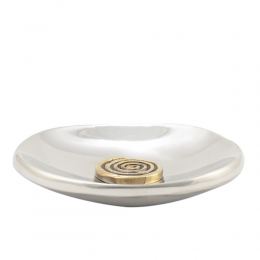 Decorative Metal Plate, Spiral Design - Handmade Solid Aluminum & Brass, Silver & Gold Color, Diam: 13cm