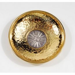 Decorative Metal Plate,"Sun of Vergina - Star of Vergina" Design - Handmade Solid Brass & Aluminum, Gold & Silver Color, Diam: 10cm