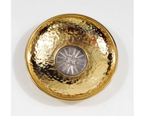 Decorative Metal Plate,"Sun of Vergina - Star of Vergina" Design - Handmade Solid Brass & Aluminum, Gold & Silver Color, Diam: 10cm