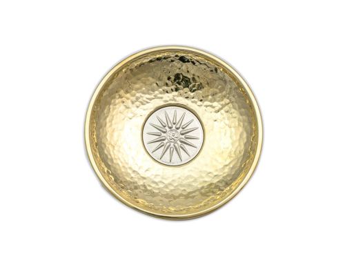 Decorative Metal Plate,"Sun of Vergina - Star of Vergina" Design - Handmade Solid Brass & Aluminum, Gold & Silver Color, Diam: 10cm