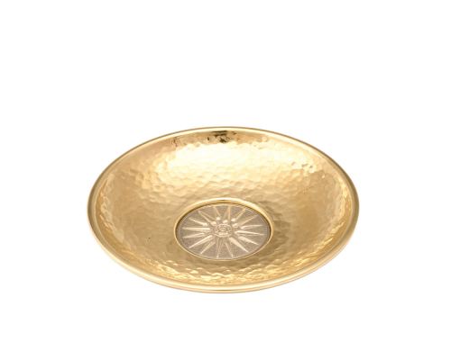 Decorative Metal Plate,"Sun of Vergina - Star of Vergina" Design - Handmade Solid Brass & Aluminum, Gold & Silver Color, Diam: 10cm