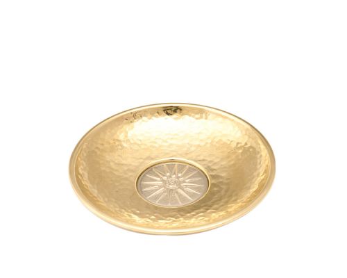 Decorative Metal Plate,"Sun of Vergina - Star of Vergina" Design - Handmade Solid Brass & Aluminum, Gold & Silver Color, Diam: 10cm