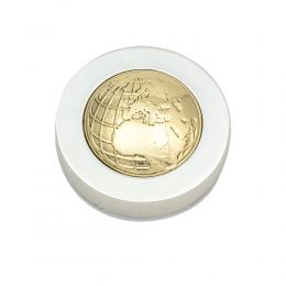 Desk Accessories Set of 2 - "Globe" Design. Handmade of Solid Metal, Letter Opener, Paperweight