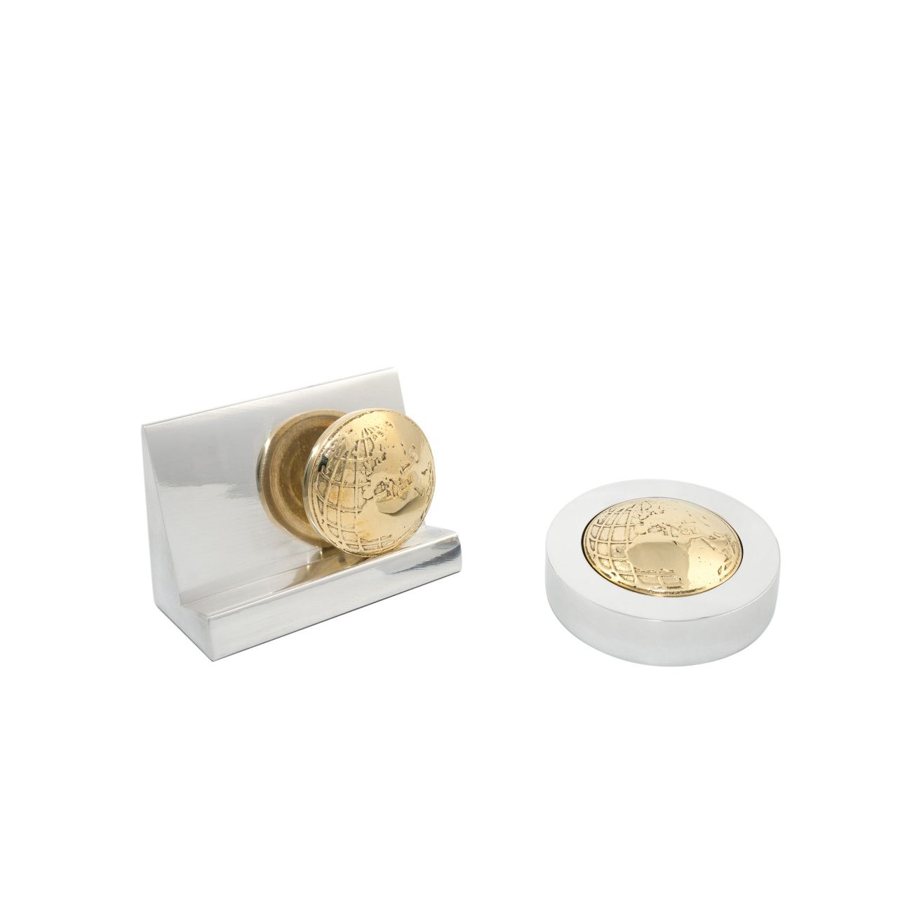 Desk Accessories Set Of 2 Globe Design Handmade Of Solid