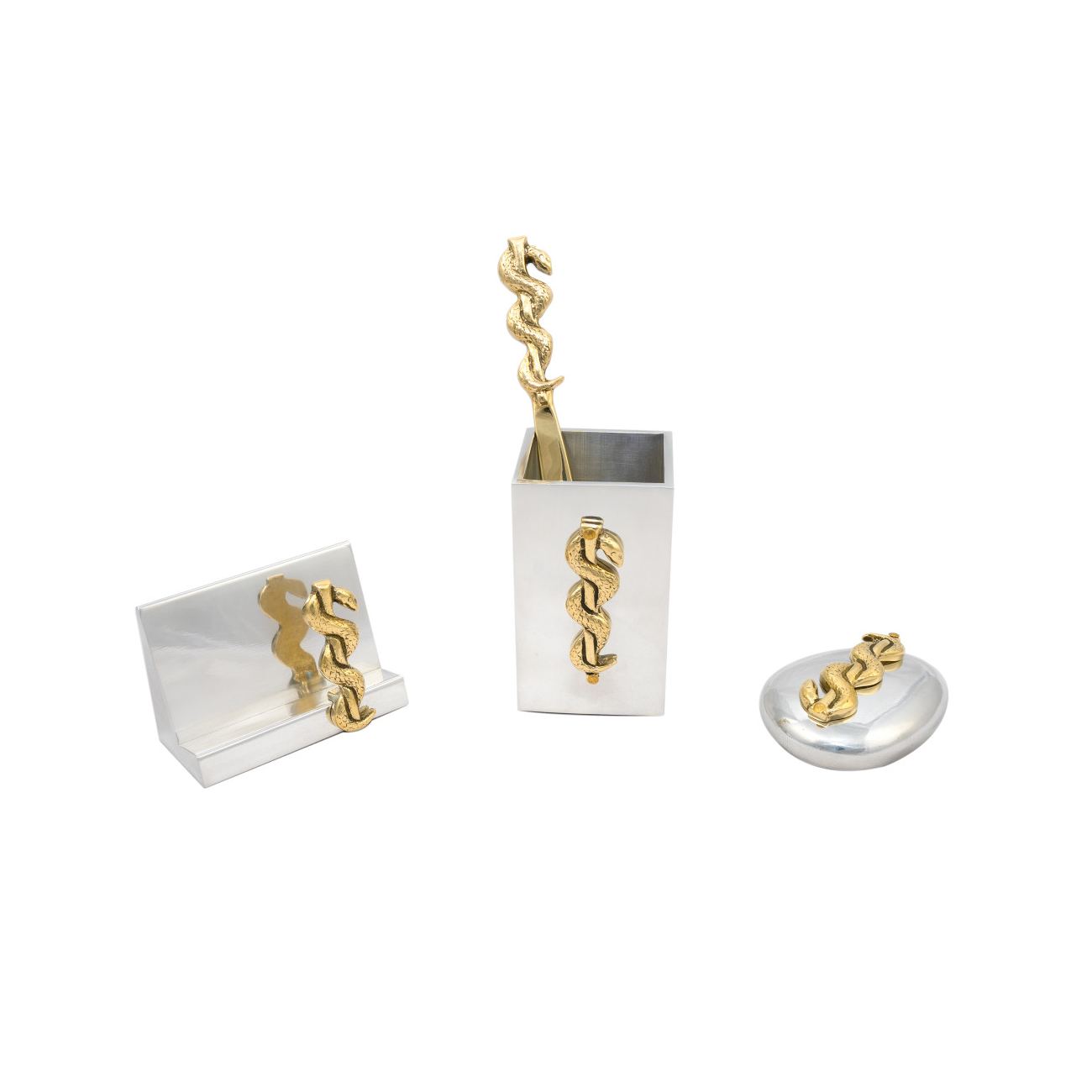 Rod Of Asclepius Design Symbol Of Medicine Desk Accessories Set