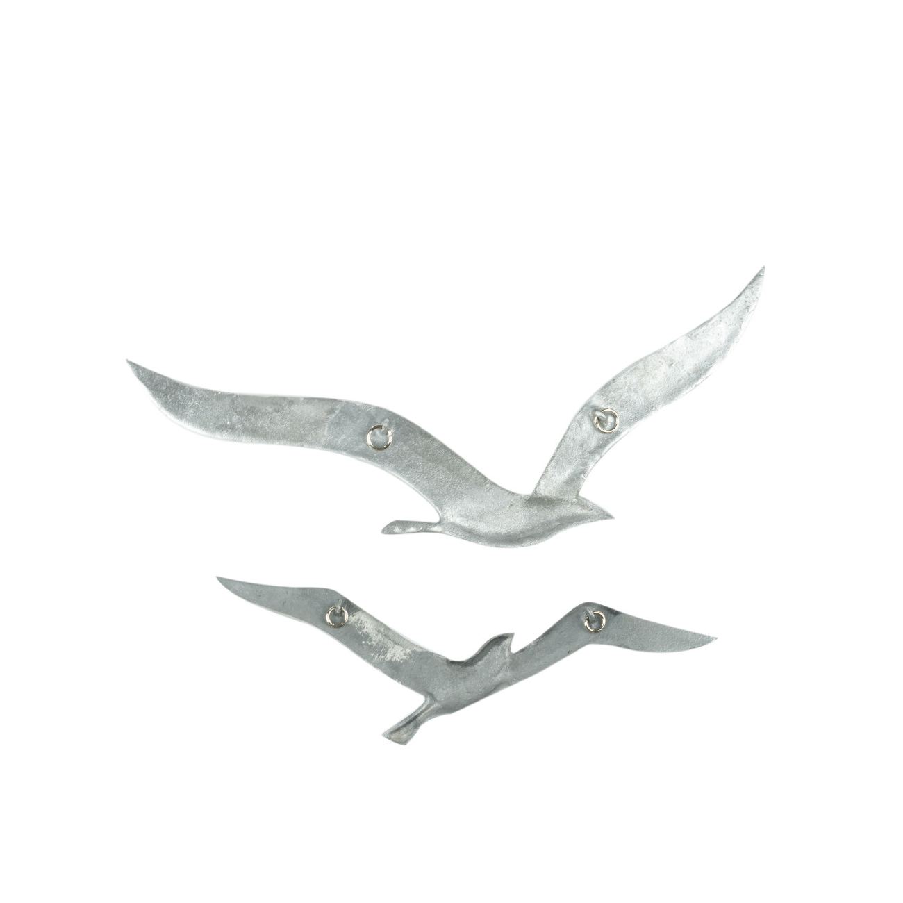 14.6'' Flying Seagull Bird Silver Large 37cm Handmade Metal Wall Art Decor 
