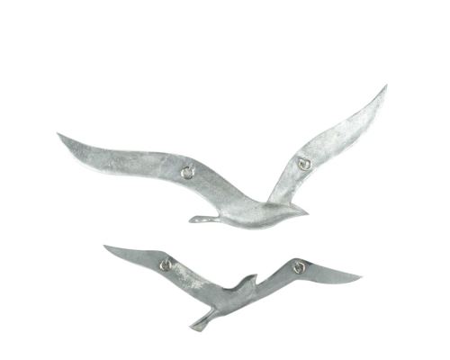 Flying Seagulls, Silver - Wall Mount Rings, Back