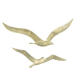 Flying Seagulls, Gold, Wall Mount Rings, Back