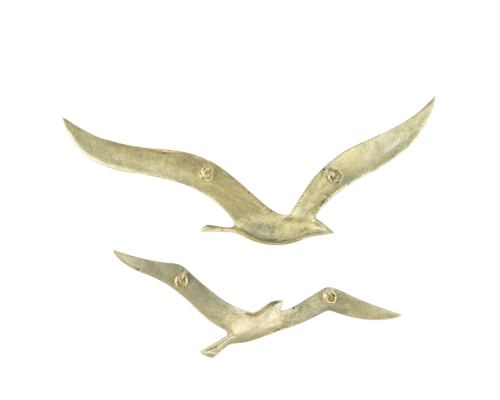 Flying Seagulls, Gold, Wall Mount Rings, Back