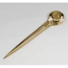 Letter Opener, Handmade of Solid Brass Metal, Stylish Desk Accessory, "Globe" Design