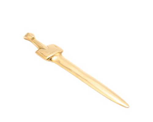 Letter Opener, Handmade of Solid Brass Metal, Classy Desk Accessory, "Cycladic Idol" Design