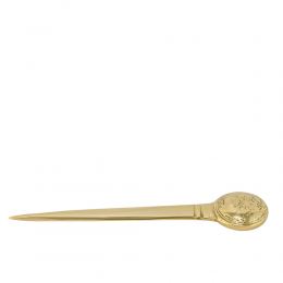 Letter Opener, Handmade of Solid Brass Metal, Stylish Desk Accessory, "Globe" Design