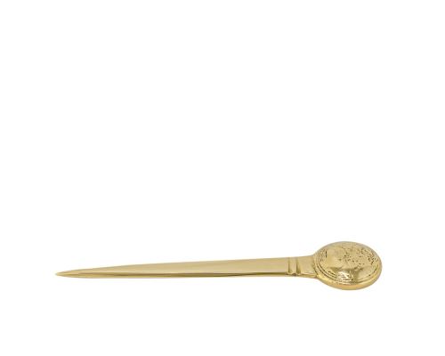 Letter Opener, Handmade of Solid Brass Metal, Stylish Desk Accessory, "Globe" Design