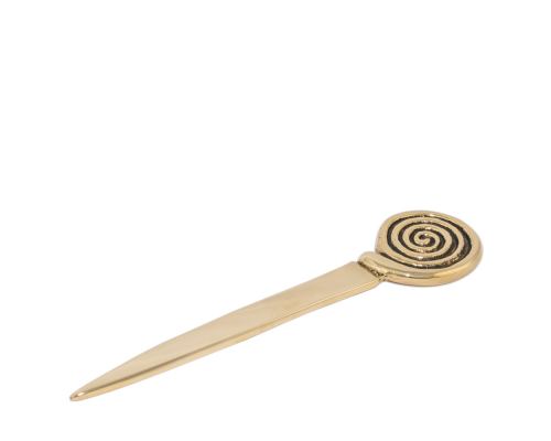 Letter Opener, Handmade of Solid Brass Metal, Stylish Desk Accessory, "Spiral" Design, Symbol of Growth & Evolution