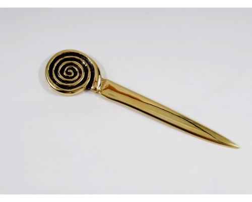 Letter Opener, Handmade of Solid Brass Metal, Stylish Desk Accessory, "Spiral" Design, Symbol of Growth & Evolution