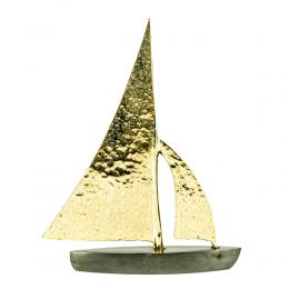 Sailing Boat - Handmade Metal Decorative Nautical Ornament - Bronze, Gold & Black - Medium 7'' (18cm)