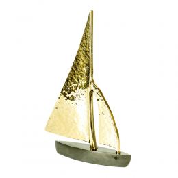 Sailing Boat - Handmade Metal Decorative Nautical Ornament - Bronze, Gold & Black - Medium 7'' (18cm)