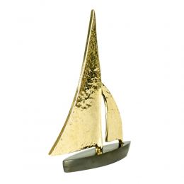 Sailing Boat - Handmade Metal Decorative Nautical Ornament - Bronze, Gold & Black - Medium 7'' (18cm)