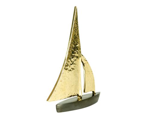 Sailing Boat - Handmade Metal Decorative Nautical Ornament - Bronze, Gold & Black - Medium 7'' (18cm)