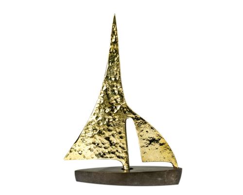 Sailing Boat - Handmade Metal Decorative Nautical Ornament - Bronze, Gold & Black - Small 5.5'' (14cm)